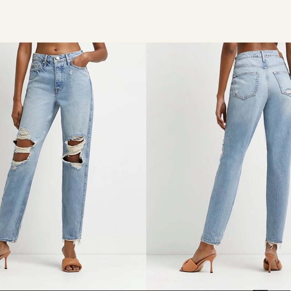 River Island Extra Long High Rise Mom Jeans NWT